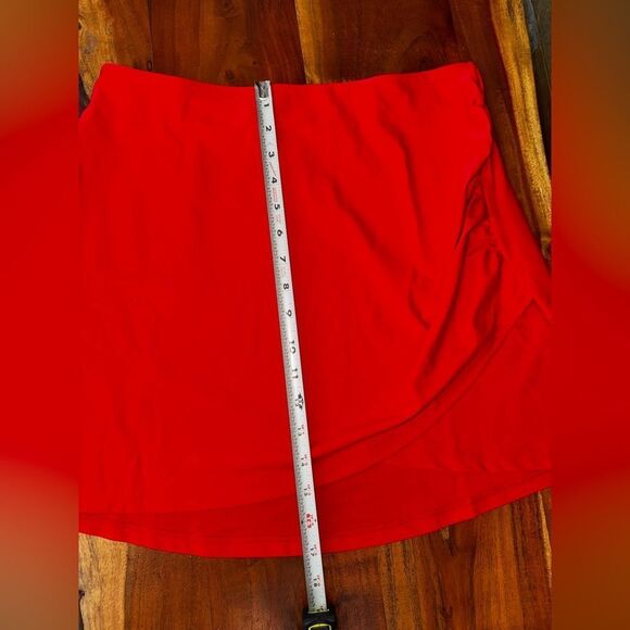 Quince Red Ruched Pencil Mini Skirt - Picture 8 of 10